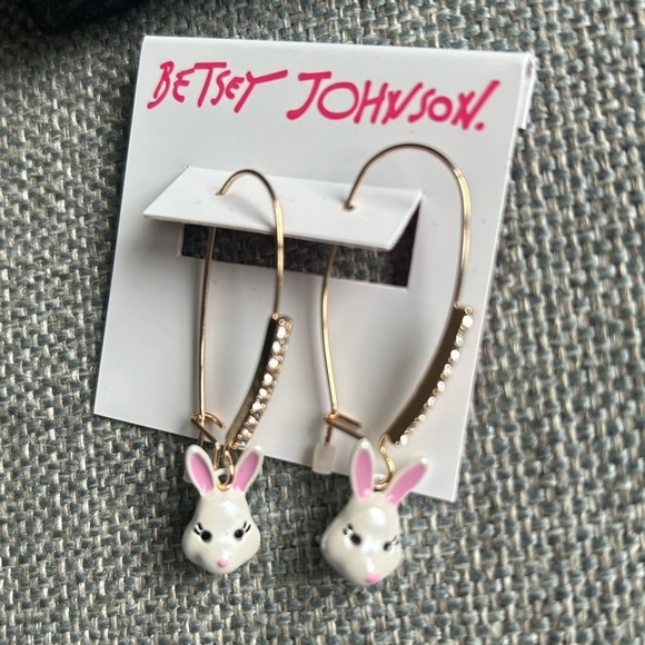Betsey Johnson Somebunnys Baby Bunny Drop Earrings New - Picture 5 of 7
